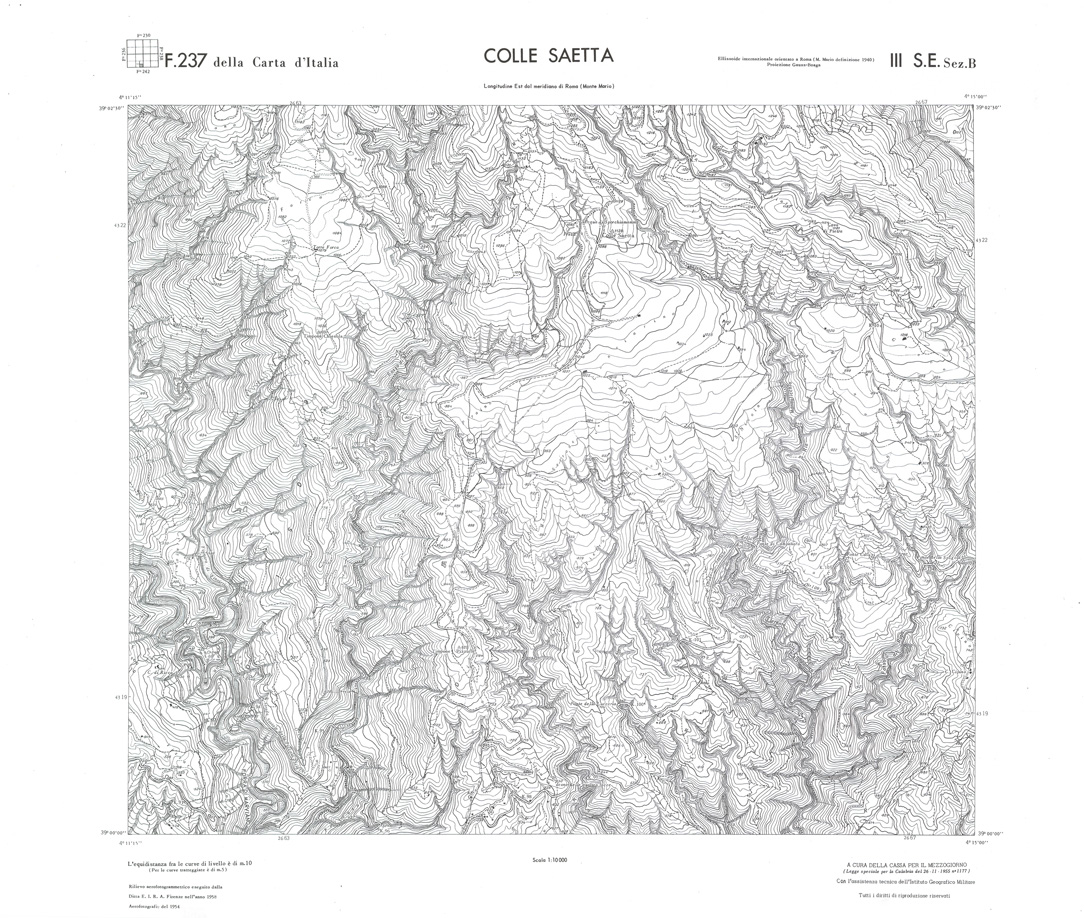 (N:36287) CALABRIA  FOGLIO 237 III SE SEZ B COLLE SAETTA (SE009104) Carte e stampe antiche: riproduzione a colori su carta (formato A1)
