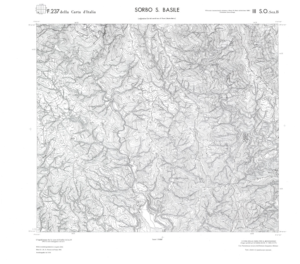 (N:36291) CALABRIA  FOGLIO 237 III SO SEZ B SORBO S.BASILE (SE009108) Carte e stampe antiche: riproduzione a colori su carta (formato A1)