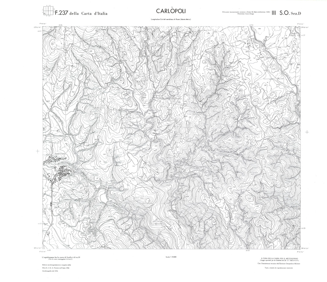 (N:36293) CALABRIA  FOGLIO 237 III SO SEZ D CARLOPOLI (SE009110) Carte e stampe antiche: riproduzione a colori su carta (formato A1)