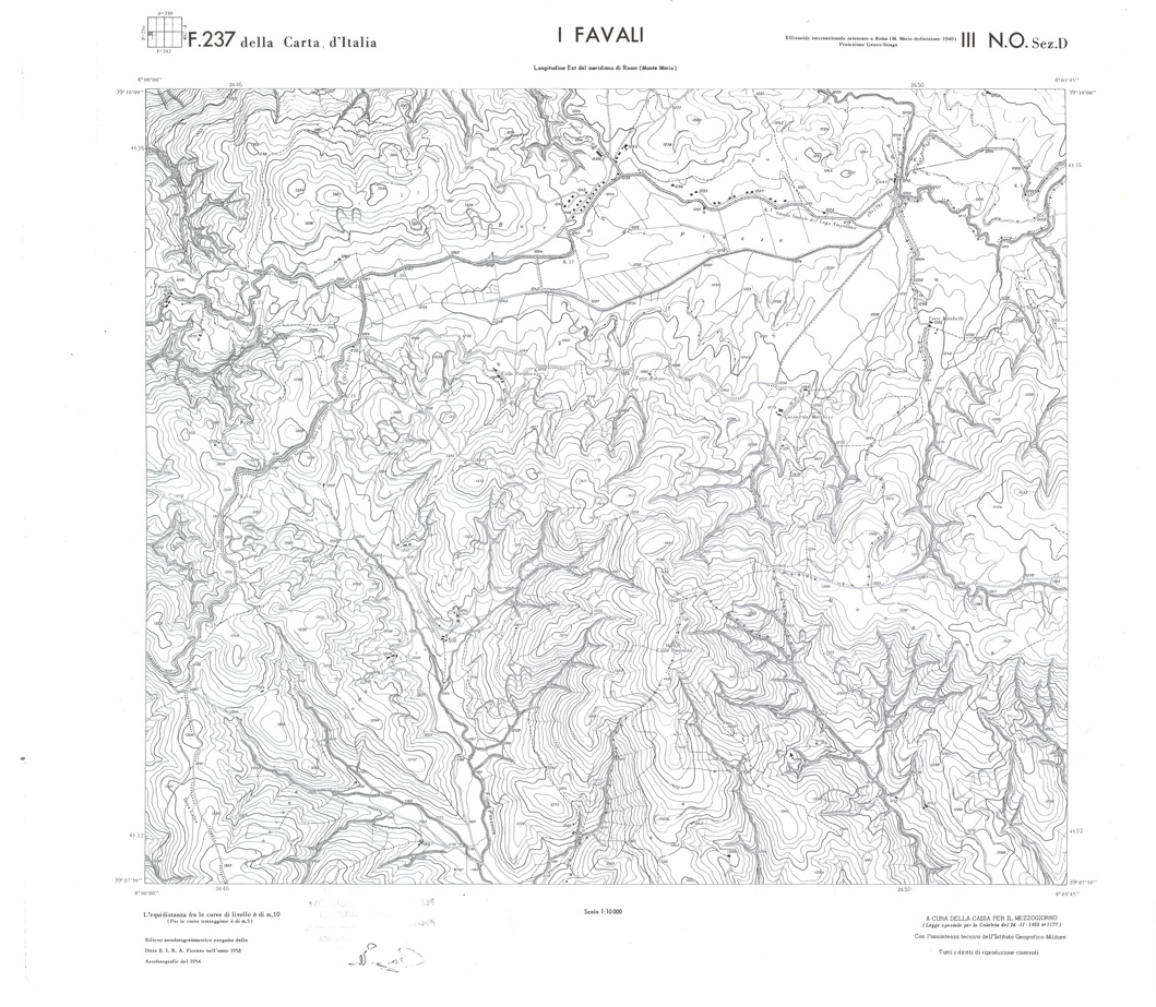 (N:36297) CALABRIA  FOGLIO 237 III NO SEZ D I FAVALI (SE009114) Carte e stampe antiche: riproduzione a colori su carta (formato A1)