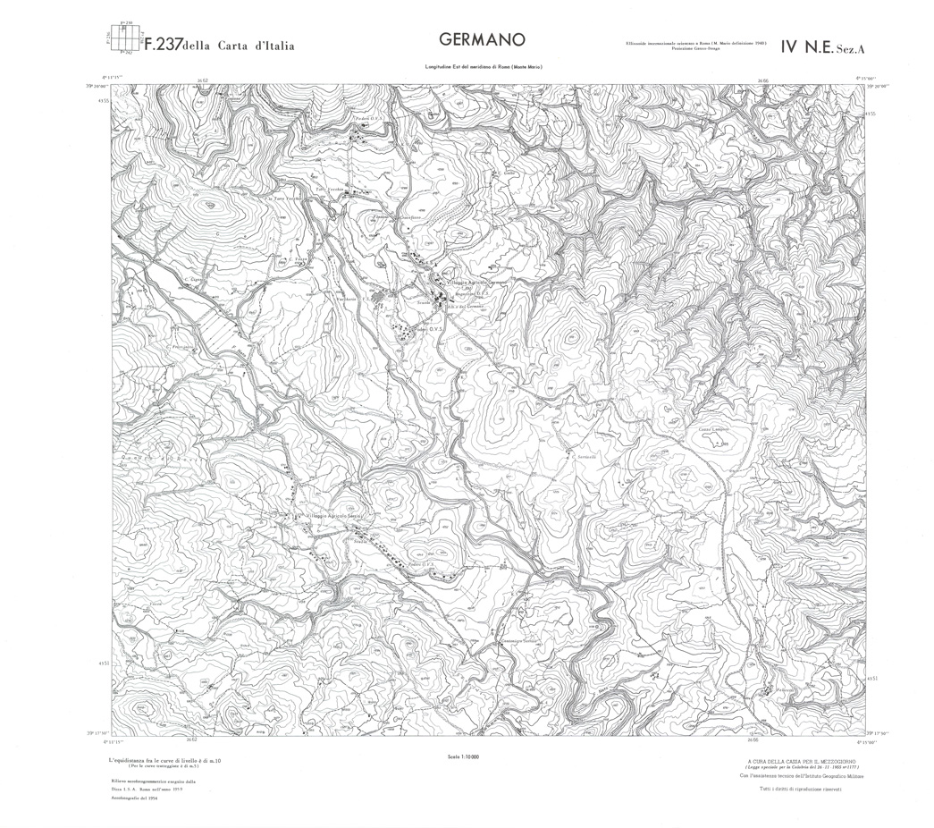 (N:36298) CALABRIA  FOGLIO 237 IV NE SEZ A GERMANO (SE009115) Carte e stampe antiche: riproduzione a colori su carta (formato A1)