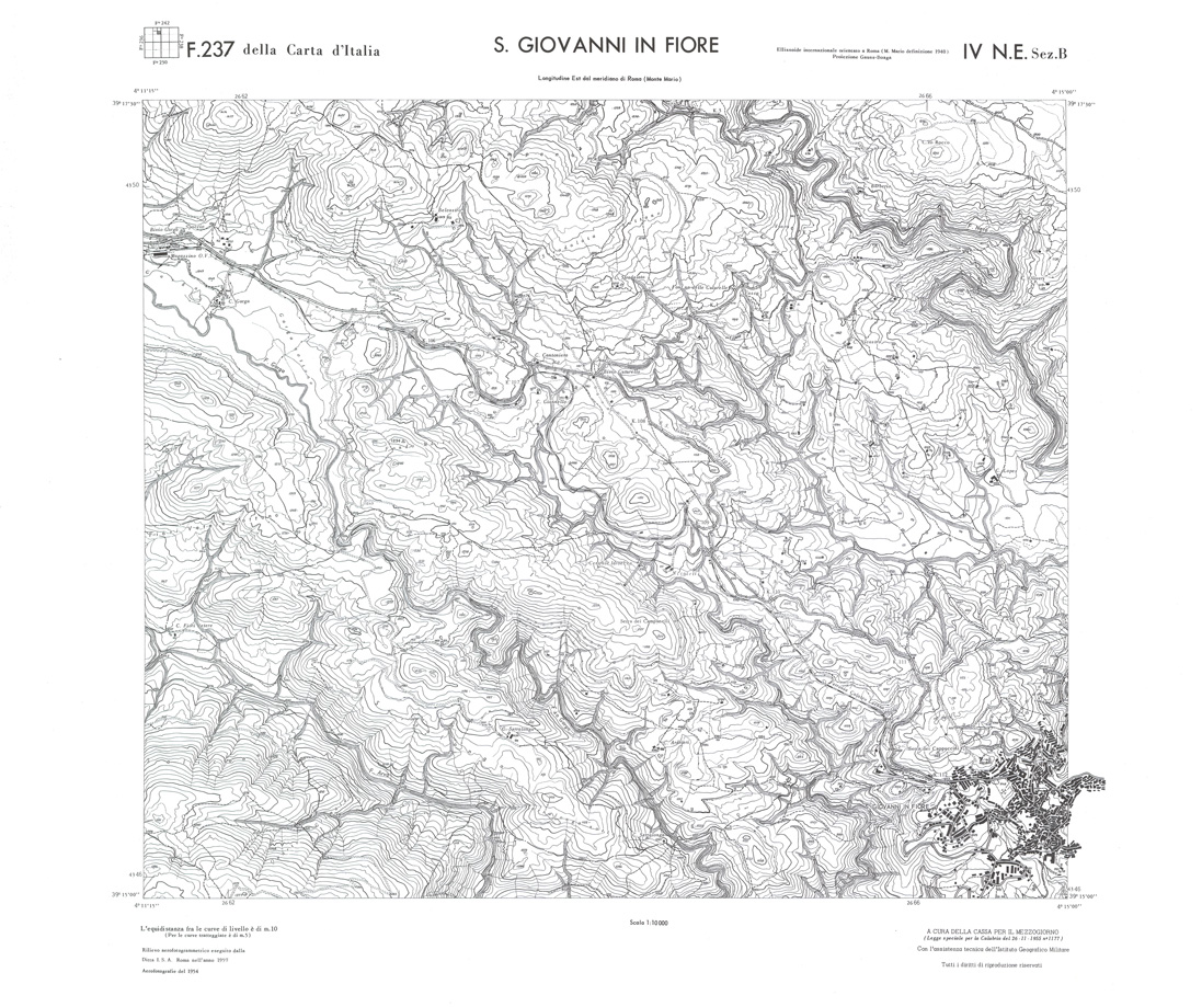 (N:36299) CALABRIA  FOGLIO 237 IV NE SEZ B S. GIOVANNI IN FIORE (SE009116) Carte e stampe antiche: riproduzione a colori su carta (formato A1)
