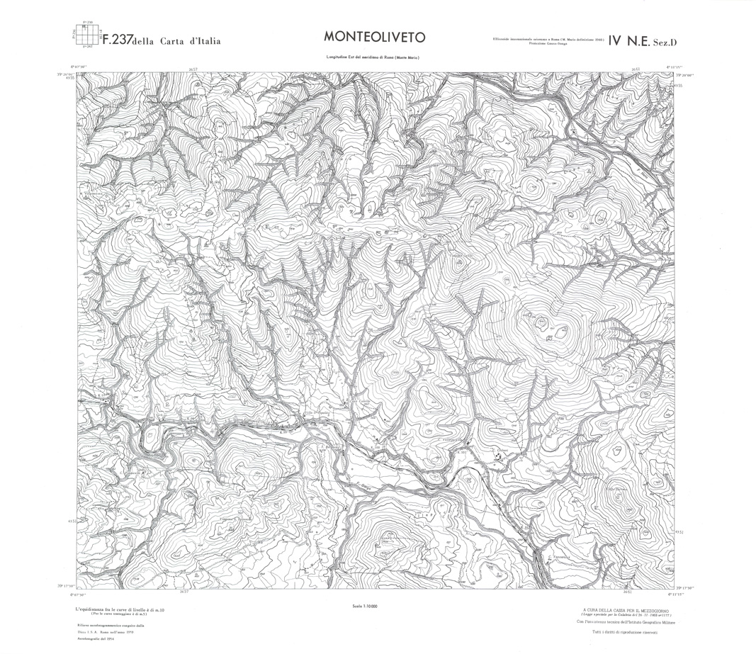 (N:36301) CALABRIA  FOGLIO 237 IV NE SEZ D MONTEOLIVETO (SE009118) Carte e stampe antiche: riproduzione a colori su carta (formato A1)