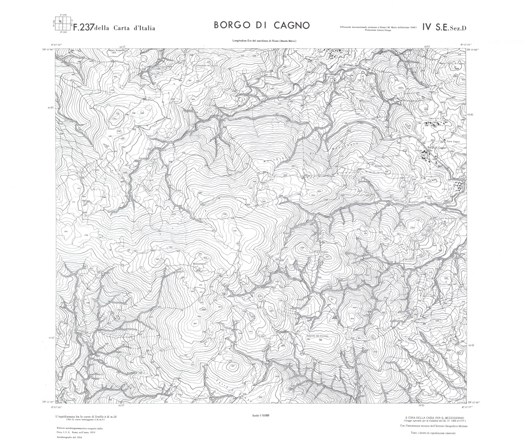 (N:36305) CALABRIA  FOGLIO 237 IV SE SEZ D BORGO DI CAGNO (SE009122) Carte e stampe antiche: riproduzione a colori su carta (formato A1)