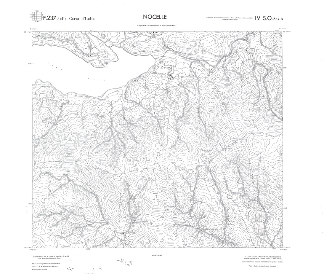 (N:36306) CALABRIA  FOGLIO 237 IV SO SEZ A NOCELLE (SE009123) Carte e stampe antiche: riproduzione a colori su carta (formato A1)