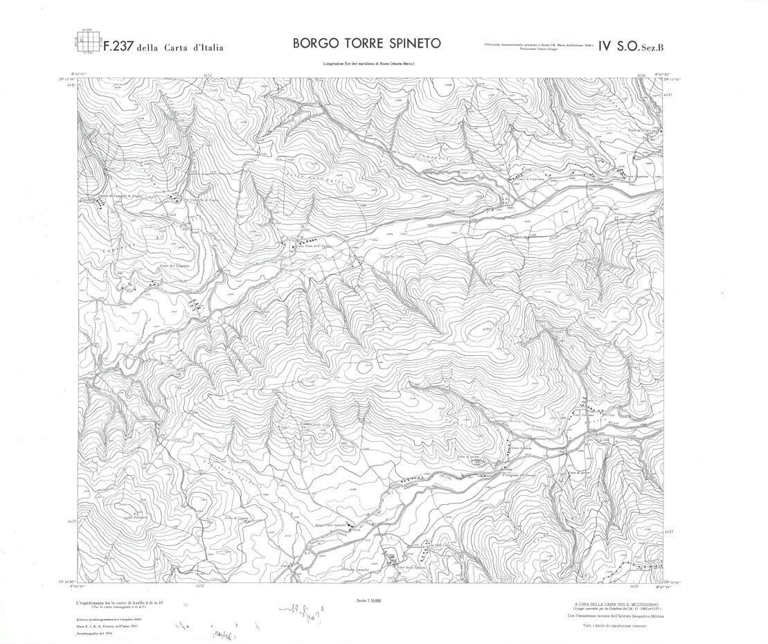 (N:36307) CALABRIA  FOGLIO 237 IV SO SEZ B BORGO TORRE SPINETO (SE009124) Carte e stampe antiche: riproduzione a colori su carta (formato A1)