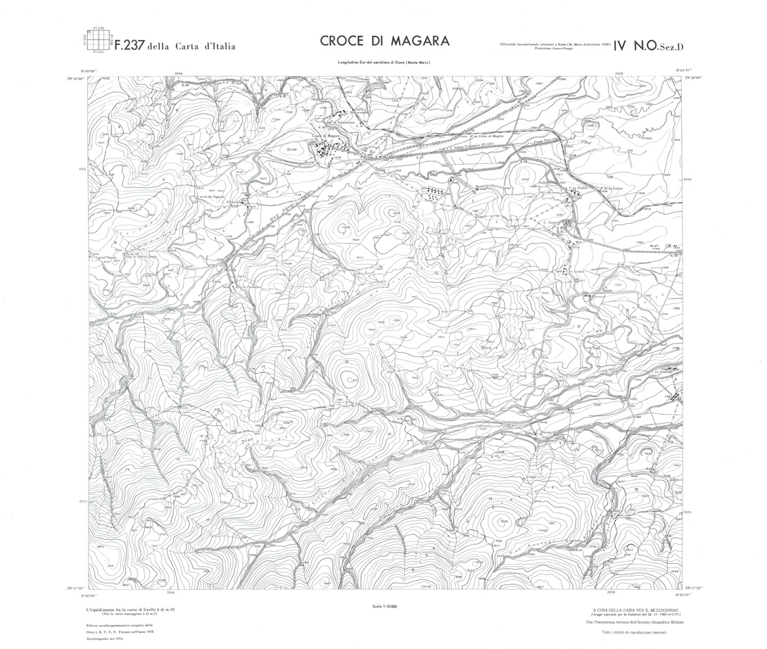 (N:36313) CALABRIA  FOGLIO 237 IV NO SEZ D CROCE DI MAGARA (SE009130) Carte e stampe antiche: riproduzione a colori su carta (formato A1)