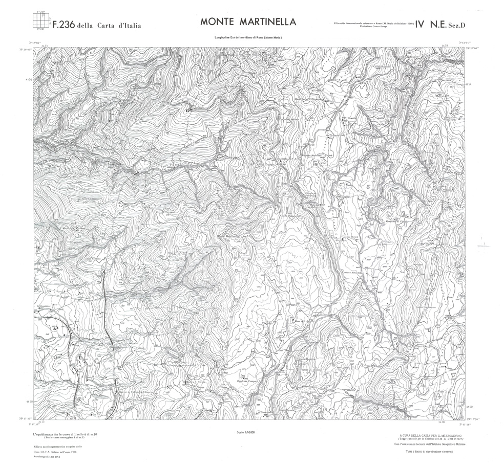 (N:36315) CALABRIA  FOGLIO 236 IV NE SEZ D MONTE MARTINELLA (SE009132) Carte e stampe antiche: riproduzione a colori su carta (formato A1)