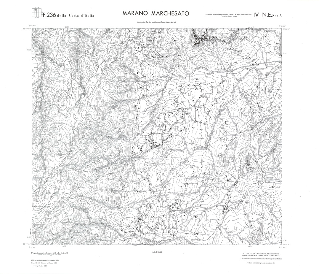 (N:36317) CALABRIA  FOGLIO 236 IV NE SEZ A MARANO MARCHESATO (SE009134) Carte e stampe antiche: riproduzione a colori su carta (formato A1)