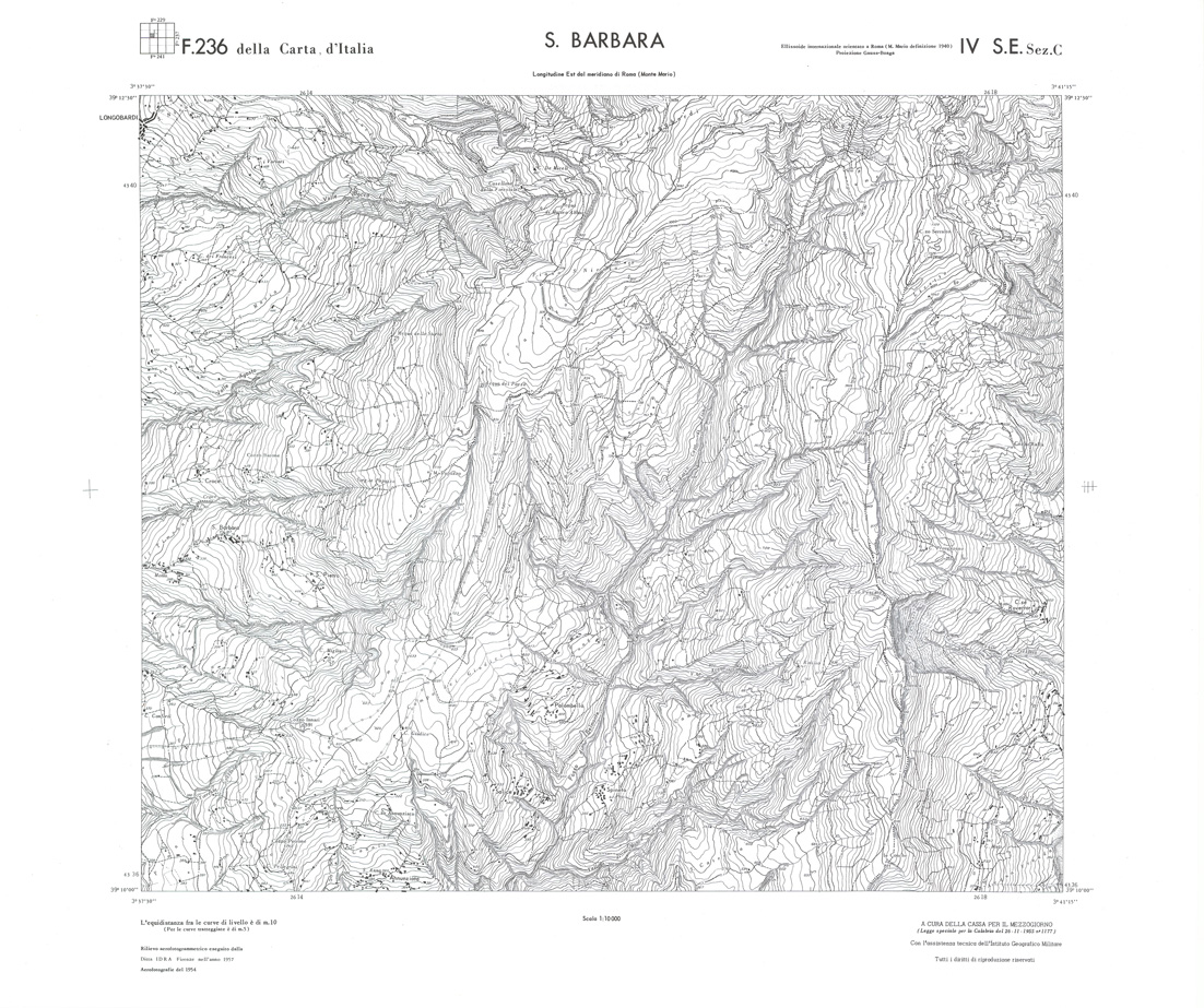 (N:36319) CALABRIA  FOGLIO 236 IV SE SEZ C S. BARBARA (SE009136) Carte e stampe antiche: riproduzione a colori su carta (formato A1)