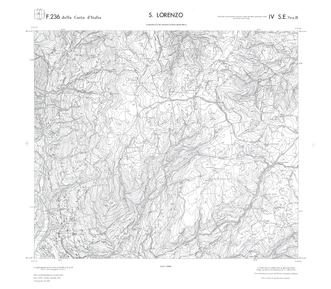 (N:36320) CALABRIA  FOGLIO 236 IV SE SEZ B S. LORENZO (SE009137) Carte e stampe antiche: riproduzione a colori su carta (formato A1)