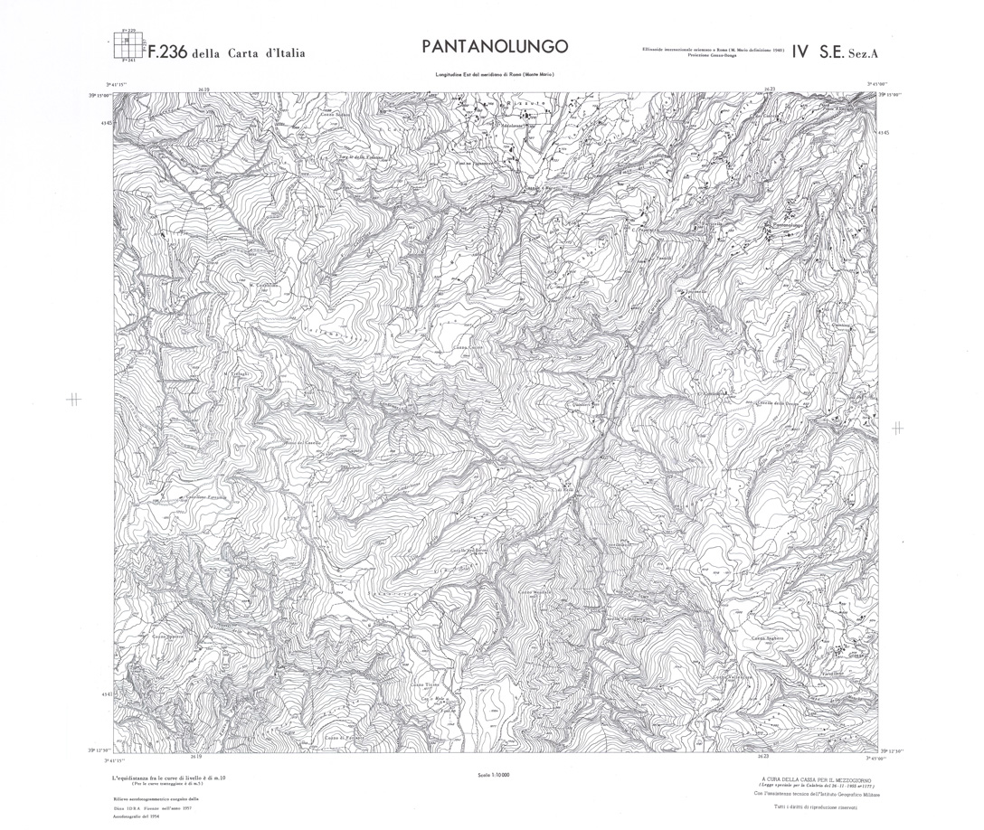 (N:36321) CALABRIA  FOGLIO 236 IV SE SEZ A PANTANOLUNGO (SE009138) Carte e stampe antiche: riproduzione a colori su carta (formato A1)