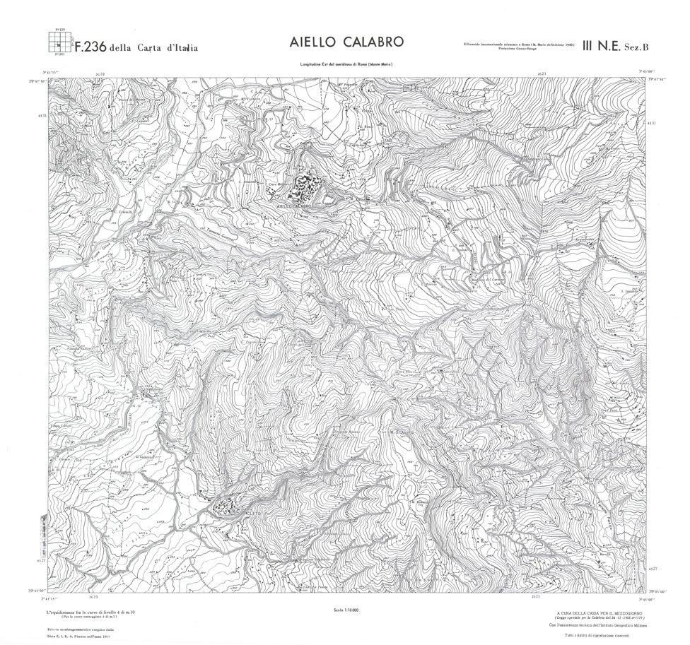 (N:36332) CALABRIA  FOGLIO 236 III NE SEZ B AIELLO CALABRO (SE009149) Carte e stampe antiche: riproduzione a colori su carta (formato A1)