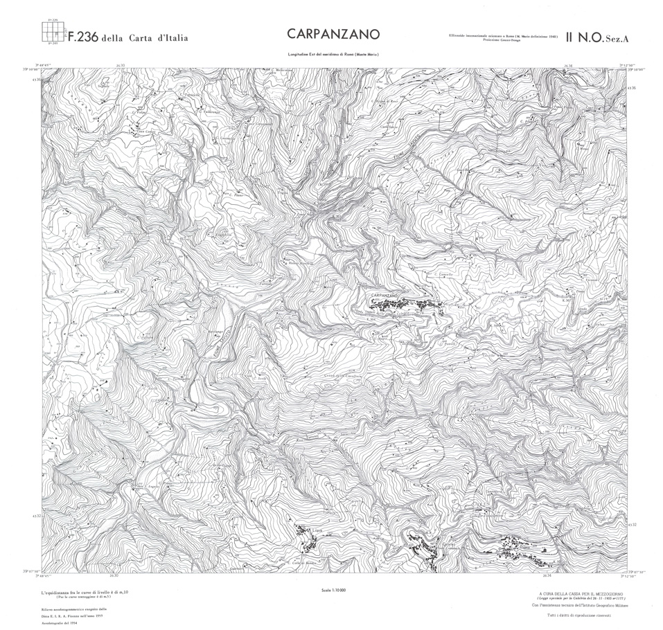 (N:36354) CALABRIA  FOGLIO 236 II NO SEZ A CARPANZANO (SE009154) Carte e stampe antiche: riproduzione a colori su carta (formato A1)