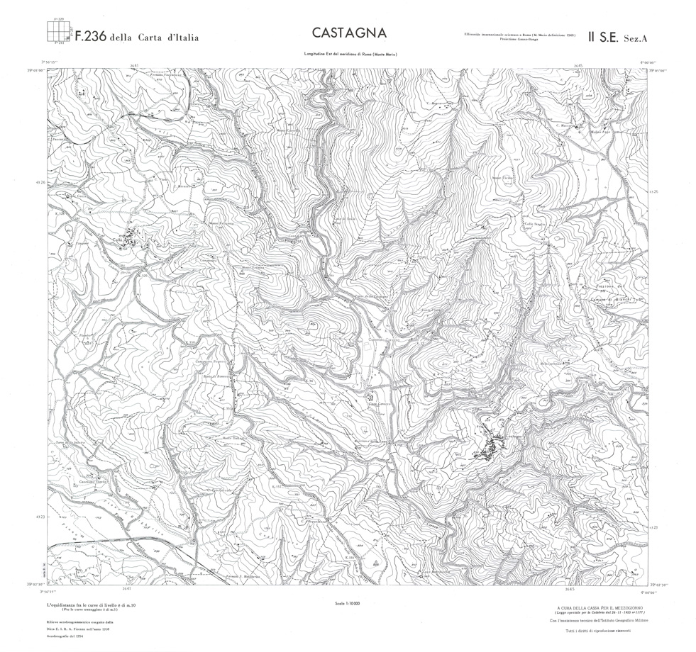 (N:36363) CALABRIA  FOGLIO 236 II SE SEZ A CASTAGNA (SE009162) Carte e stampe antiche: riproduzione a colori su carta (formato A1)