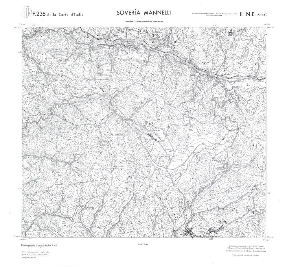 (N:36366) CALABRIA  FOGLIO 236 II NE SEZ C SOVERIA MANNELLI (SE009164) Carte e stampe antiche: riproduzione a colori su carta (formato A1)