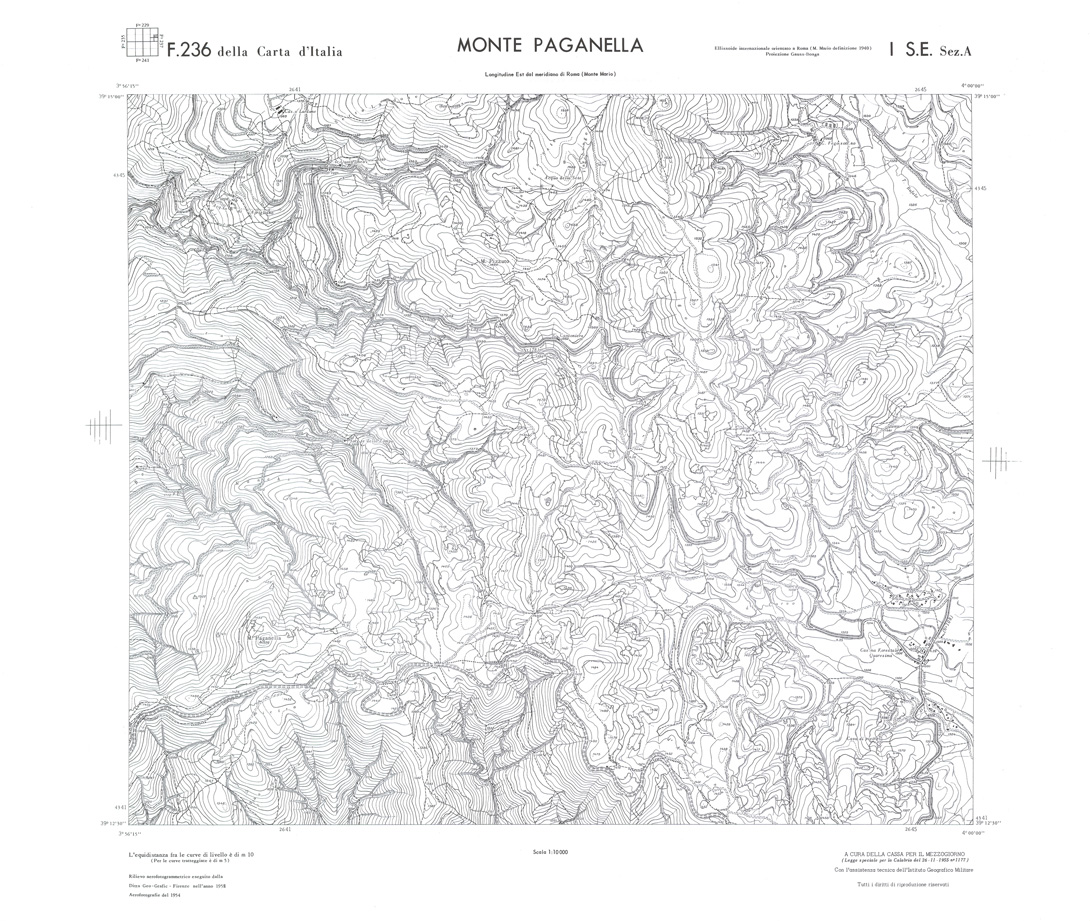 (N:36372) CALABRIA  FOGLIO 236 I SE SEZ A MONTE PAGANELLA (SE009170) Carte e stampe antiche: riproduzione a colori su carta (formato A1)