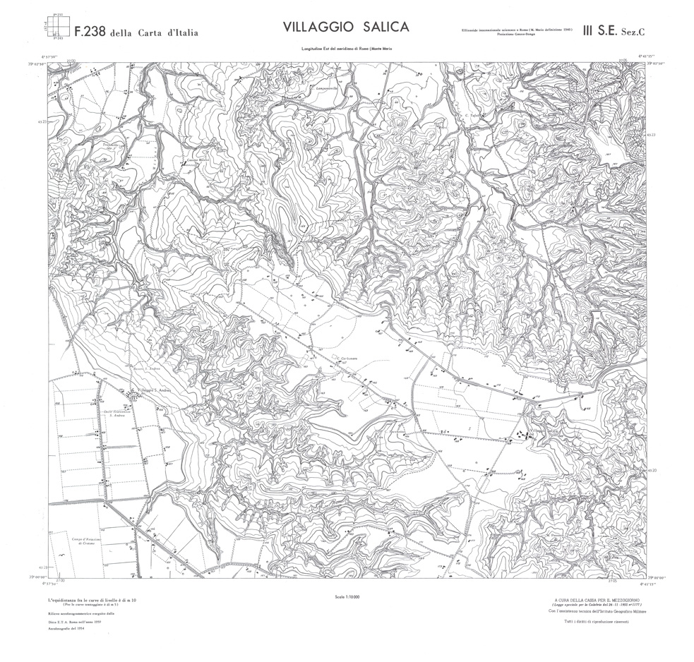 (N:36396) CALABRIA  FOGLIO 238 III SE SEZ C VILLAGGIO SALICA
 (SE009186) Carte e stampe antiche: riproduzione a colori su carta (formato A1)