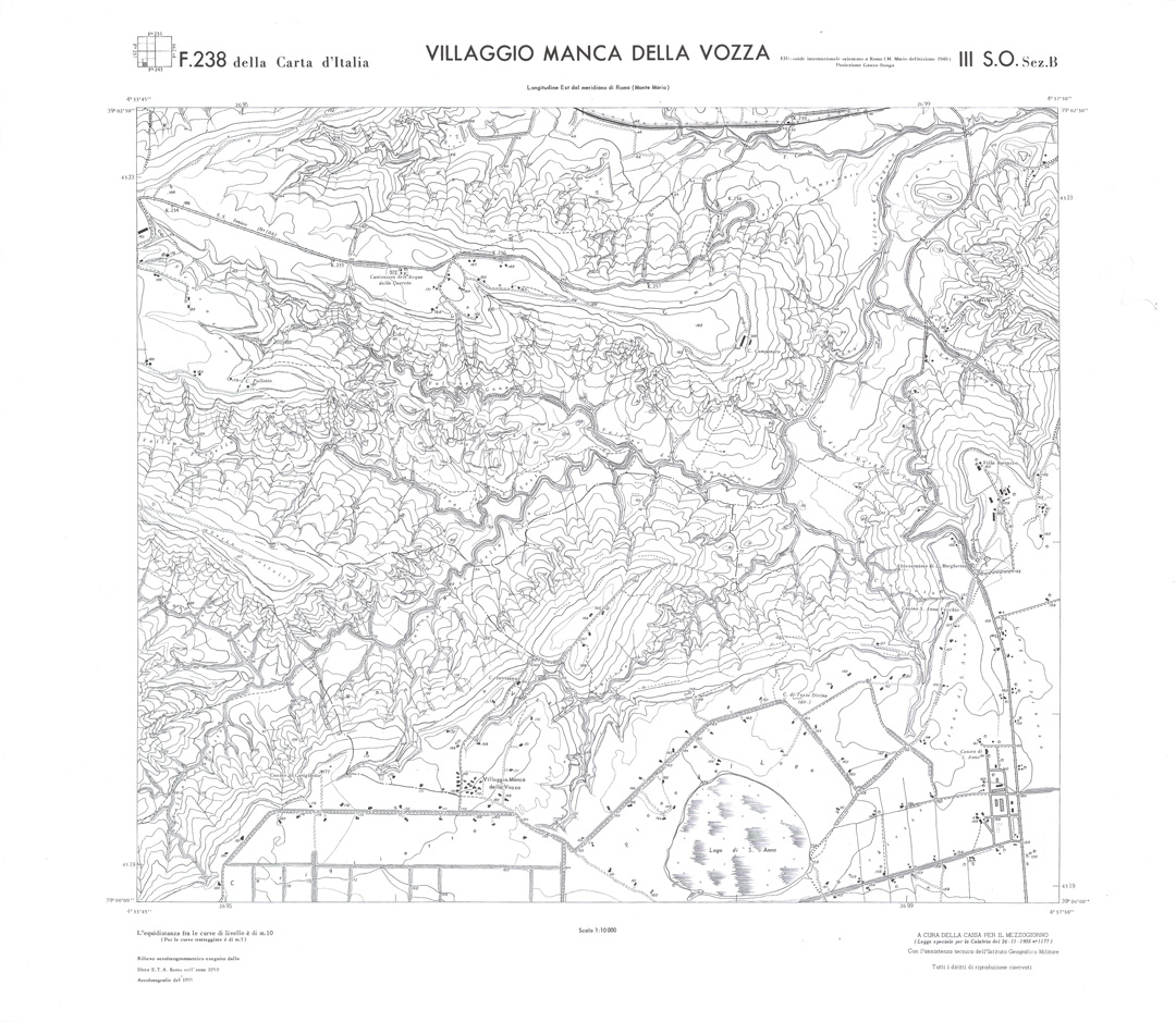(N:36399) CALABRIA  FOGLIO 238 III SO SEZ B VILLAGGIO MANCA DELLA VOZZA (SE009189) Carte e stampe antiche: riproduzione a colori su carta (formato A1)