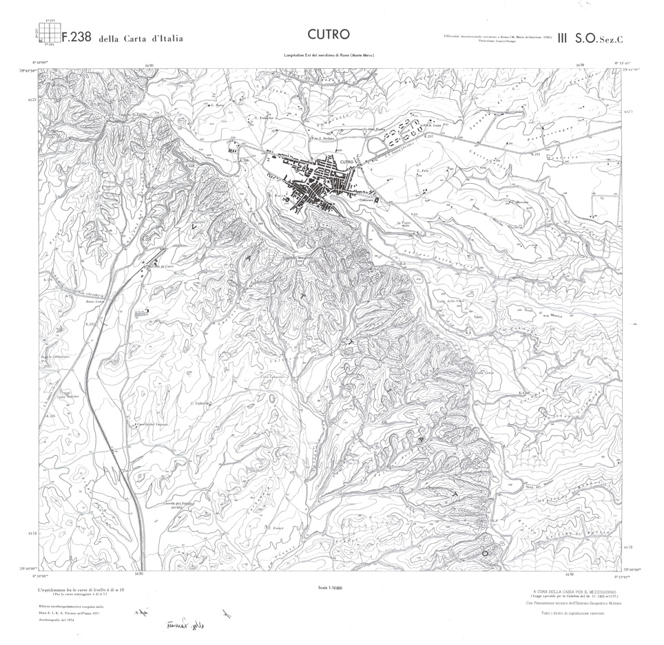 (N:36400) CALABRIA  FOGLIO 238 III SO SEZ C CUTRO (SE009190) Carte e stampe antiche: riproduzione a colori su carta (formato A1)