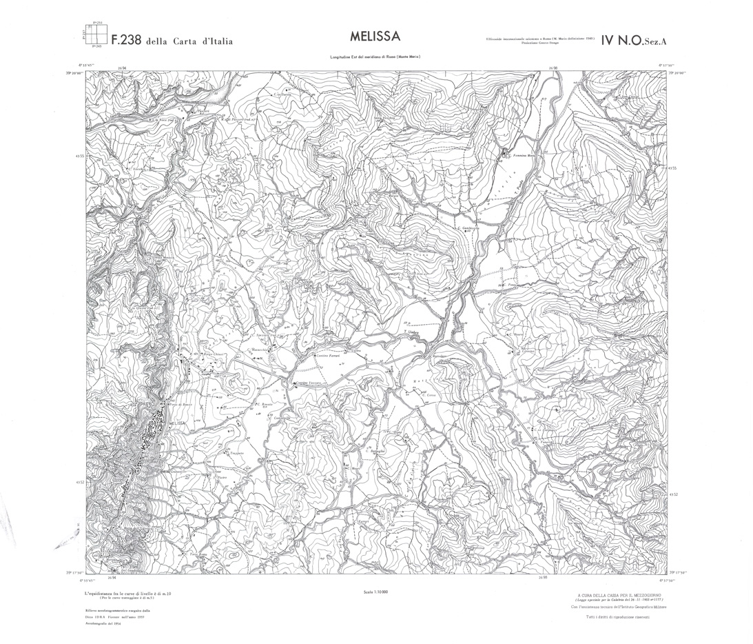 (N:36420) CALABRIA  FOGLIO 238 IV NO SEZ A MELISSA (SE009204) Carte e stampe antiche: riproduzione a colori su carta (formato A1)