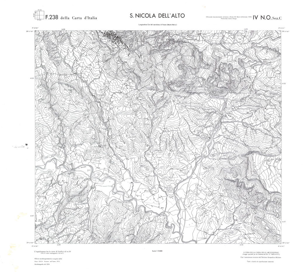 (N:36423) CALABRIA  FOGLIO 238 IV NO SEZ C S. NICOLA DELL'ALTO (SE009206) Carte e stampe antiche: riproduzione a colori su carta (formato A1)