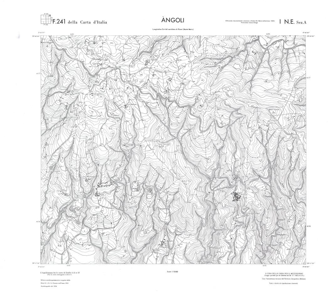(N:36425) CALABRIA  FOGLIO 241 I NE SEZ A ANGOLI (SE009208) Carte e stampe antiche: riproduzione a colori su carta (formato A1)
