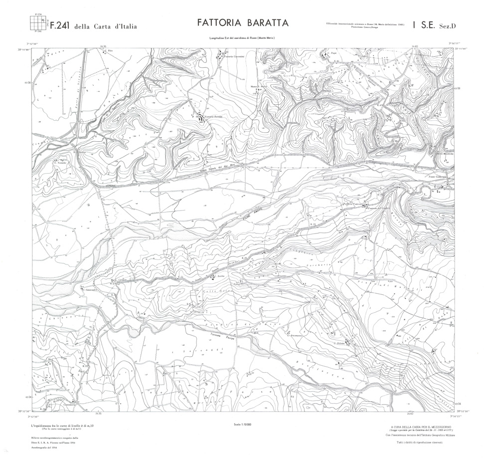 (N:36437) CALABRIA  FOGLIO 241 I SE SEZ D FATTORIA BARATTA (SE009215) Carte e stampe antiche: riproduzione a colori su carta (formato A1)