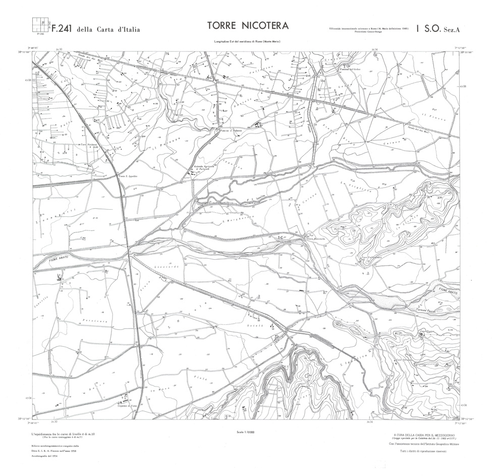 (N:36438) CALABRIA  FOGLIO 241 I SO SEZ A TORRE NICOTERA (SE009216) Carte e stampe antiche: riproduzione a colori su carta (formato A1)
