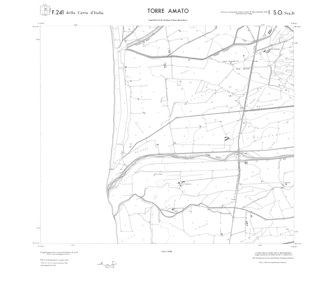 (N:36441) CALABRIA  FOGLIO 241 I SO SEZ D TORRE AMATO (SE009219) Carte e stampe antiche: riproduzione a colori su carta (formato A1)