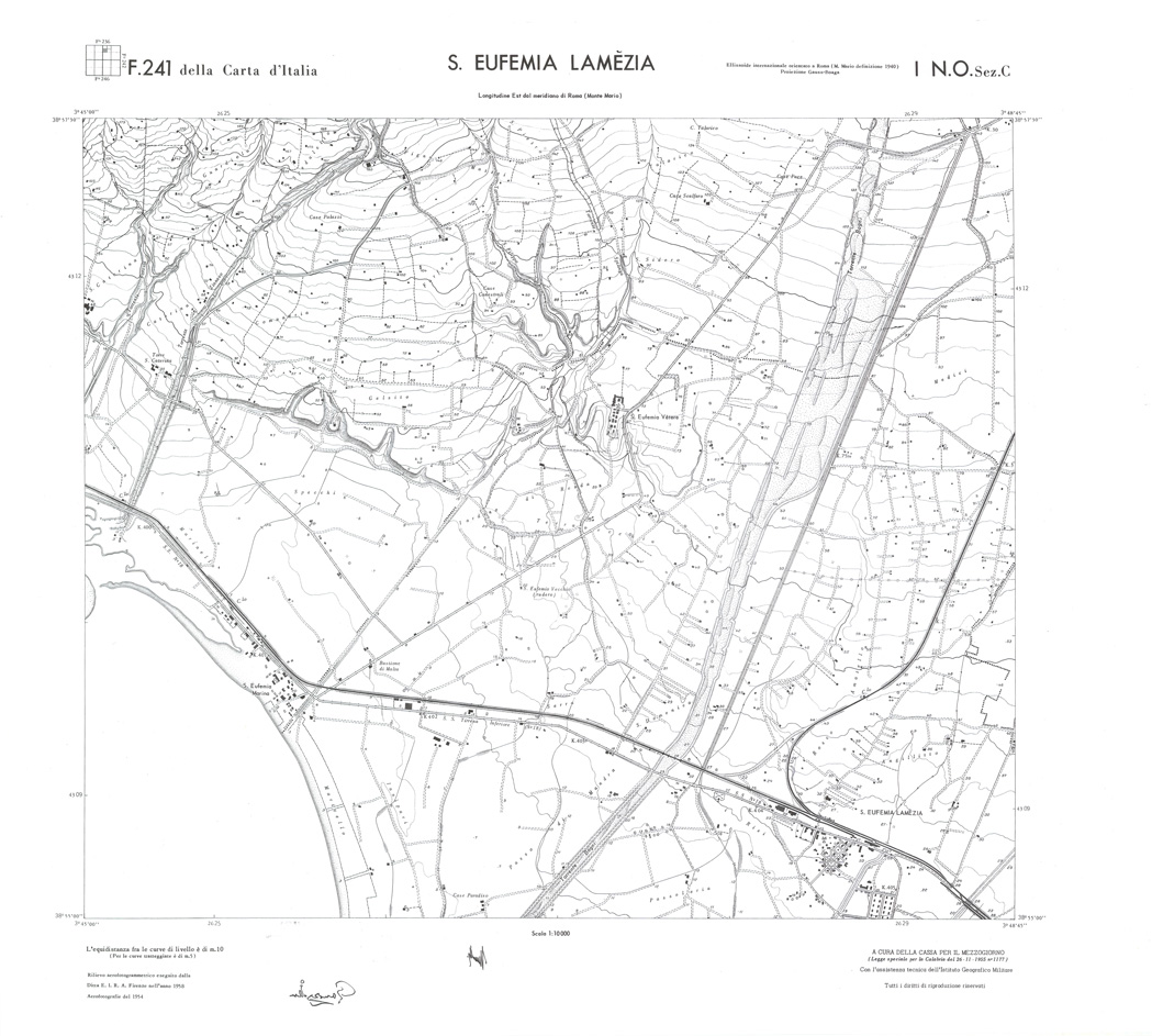 (N:36444) CALABRIA  FOGLIO 241 I NO SEZ C S. EUFEMIA LAMEZIA (SE009221) Carte e stampe antiche: riproduzione a colori su carta (formato A1)
