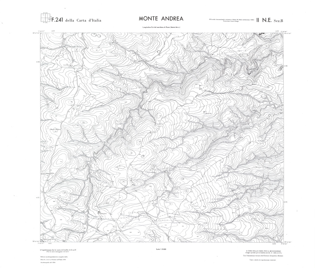 (N:36457) CALABRIA  FOGLIO 241 II NE SEZ B MONTE ANDREA (SE009229) Carte e stampe antiche: riproduzione a colori su carta (formato A1)