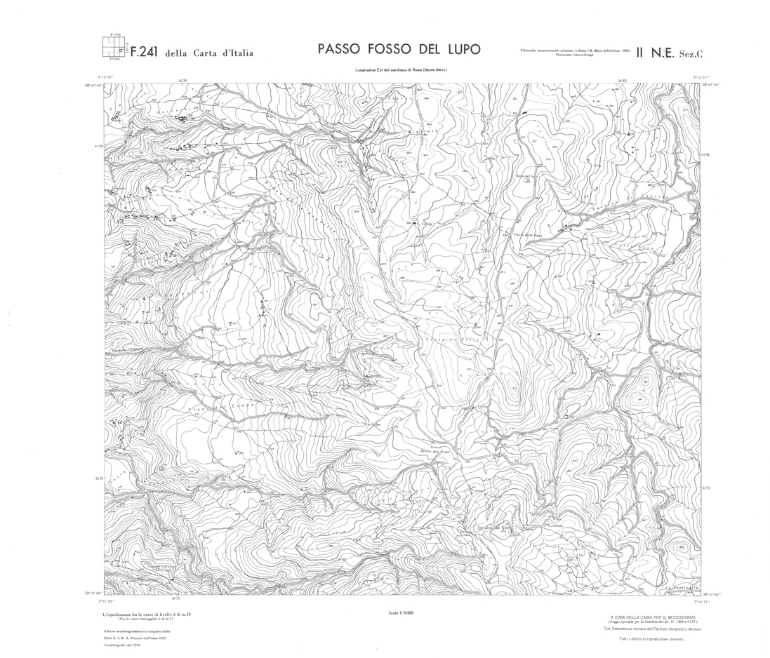 (N:36458) CALABRIA  FOGLIO 241 II NE SEZ C PASSO FOSSO DEL LUPO (SE009230) Carte e stampe antiche: riproduzione a colori su carta (formato A1)