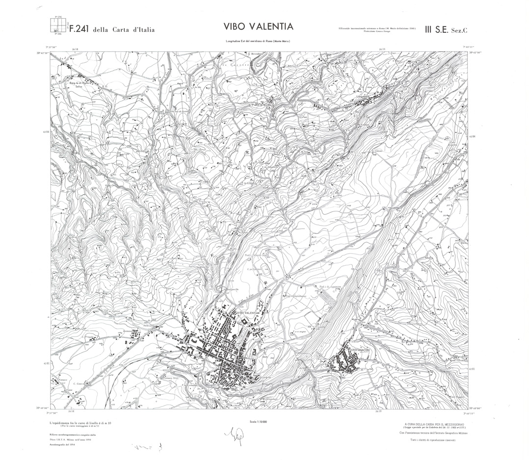 (N:36481) CALABRIA  FOGLIO 241 III SE SEZ C VIBO VALENTIA (SE009240) Carte e stampe antiche: riproduzione a colori su carta (formato A1)
