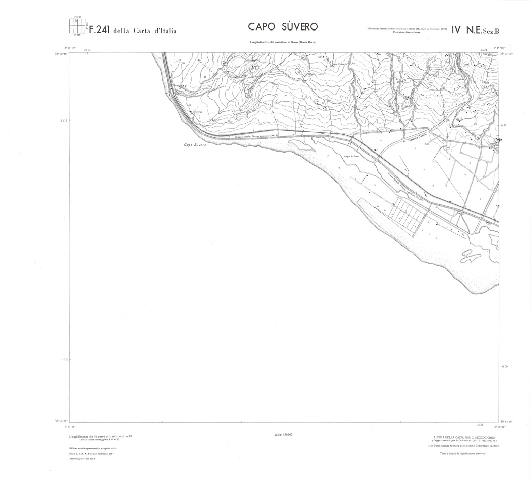(N:36490) CALABRIA  FOGLIO 241 IV NE SEZ B CAPO SUVERO (SE009249) Carte e stampe antiche: riproduzione a colori su carta (formato A1)