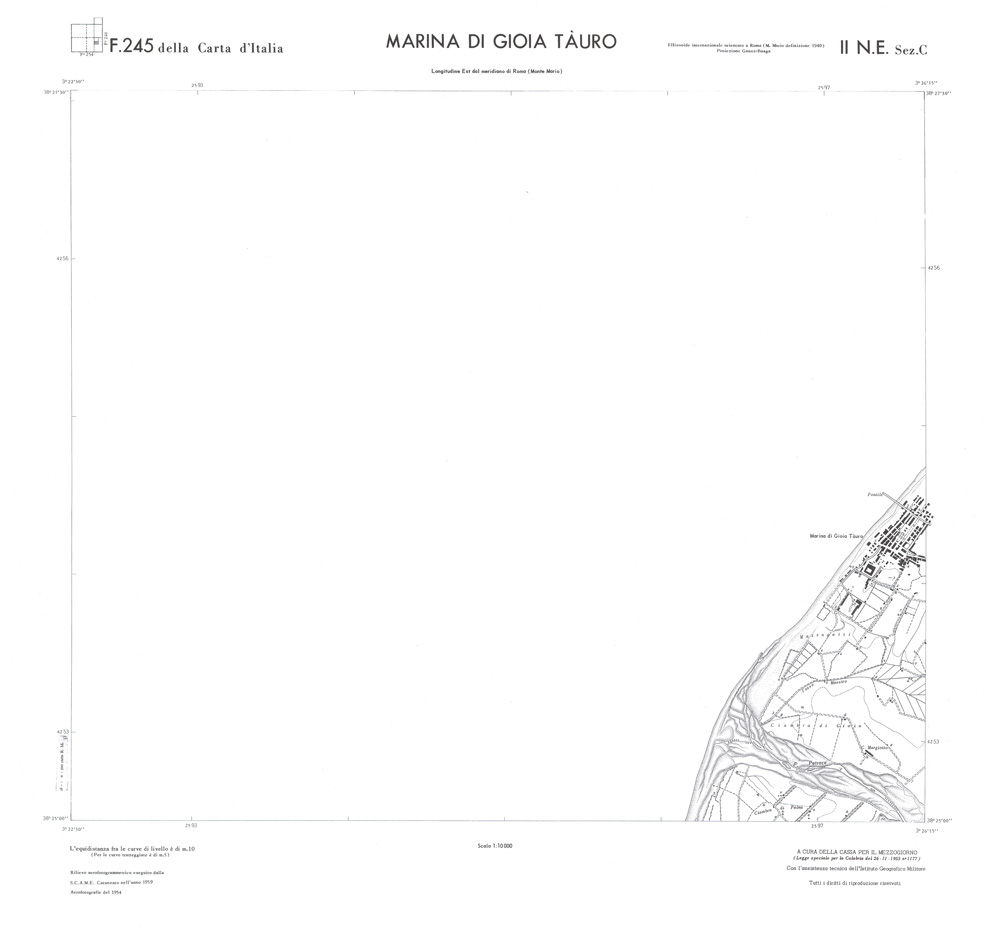 (N:36495) CALABRIA  FOGLIO 245 II NE SEZ C MARINA DI GIOIA TAURO (SE009254) Carte e stampe antiche: riproduzione a colori su carta (formato A1)