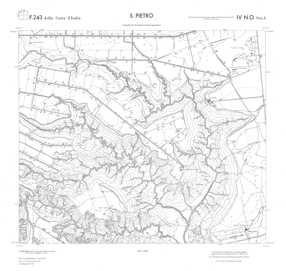 (N:36509) CALABRIA  FOGLIO 243 IV NO SEZ A S. PIETRO (SE009268) Carte e stampe antiche: riproduzione a colori su carta (formato A1)