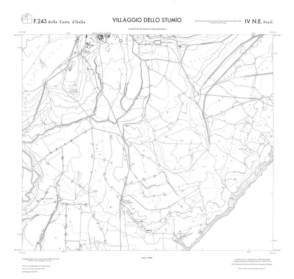 (N:36513) CALABRIA  FOGLIO 243 IV NE SEZ C VILLAGGIO DELLO STUMIO (SE009272) Carte e stampe antiche: riproduzione a colori su carta (formato A1)