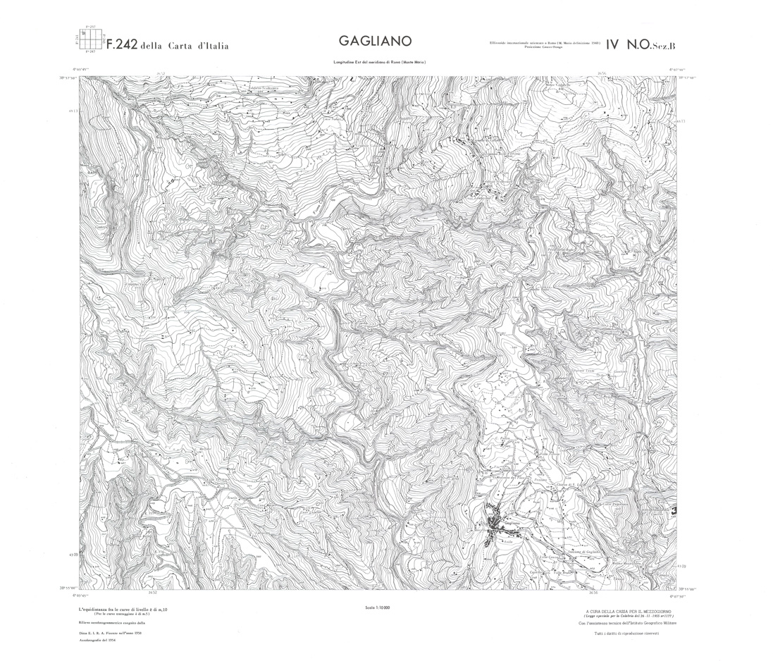 (N:36518) CALABRIA  FOGLIO 242 IV NO SEZ B GAGLIANO (SE009277) Carte e stampe antiche: riproduzione a colori su carta (formato A1)