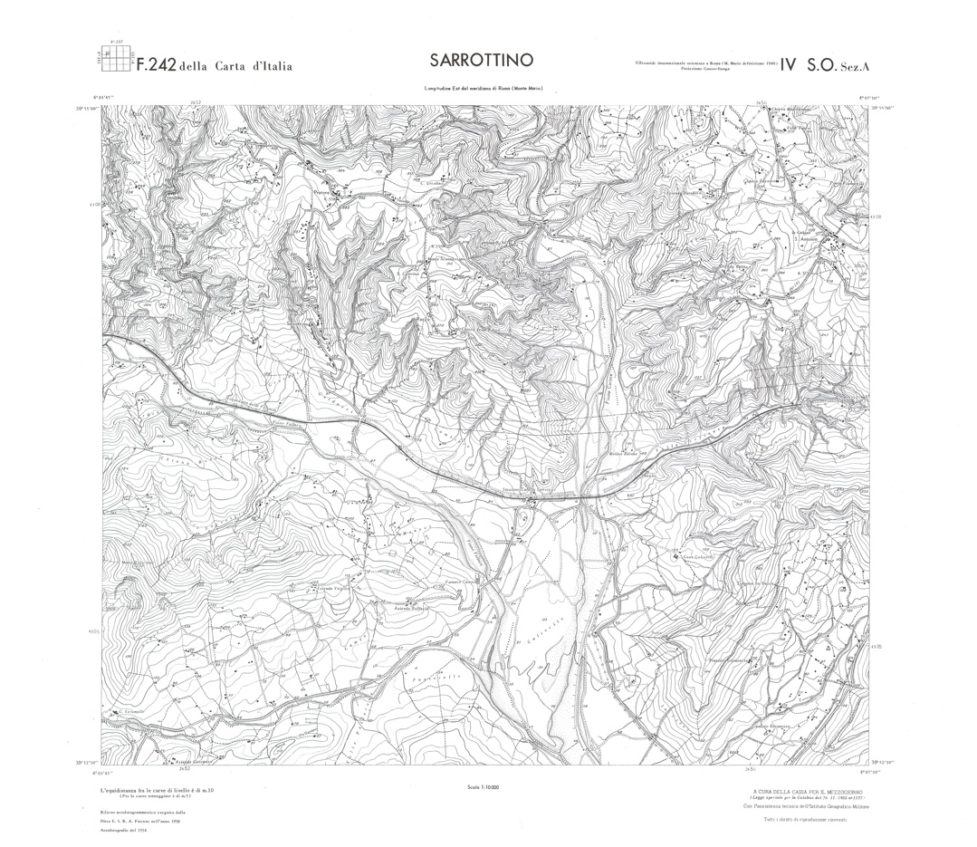 (N:36523) CALABRIA  FOGLIO 242 IV SO SEZ A SARROTTINO (SE009282) Carte e stampe antiche: riproduzione a colori su carta (formato A1)