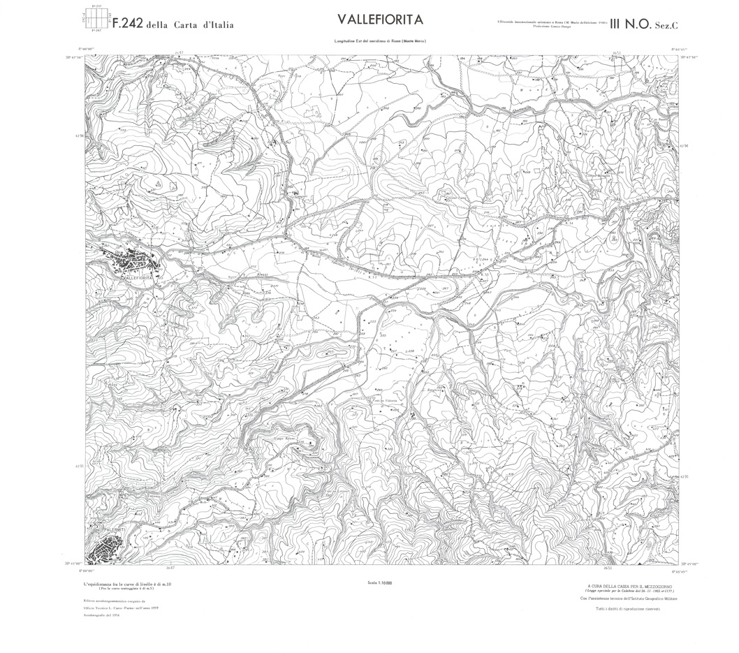 (N:36533) CALABRIA  FOGLIO 242 III NO SEZ C VALLEFIORITA (SE009292) Carte e stampe antiche: riproduzione a colori su carta (formato A1)