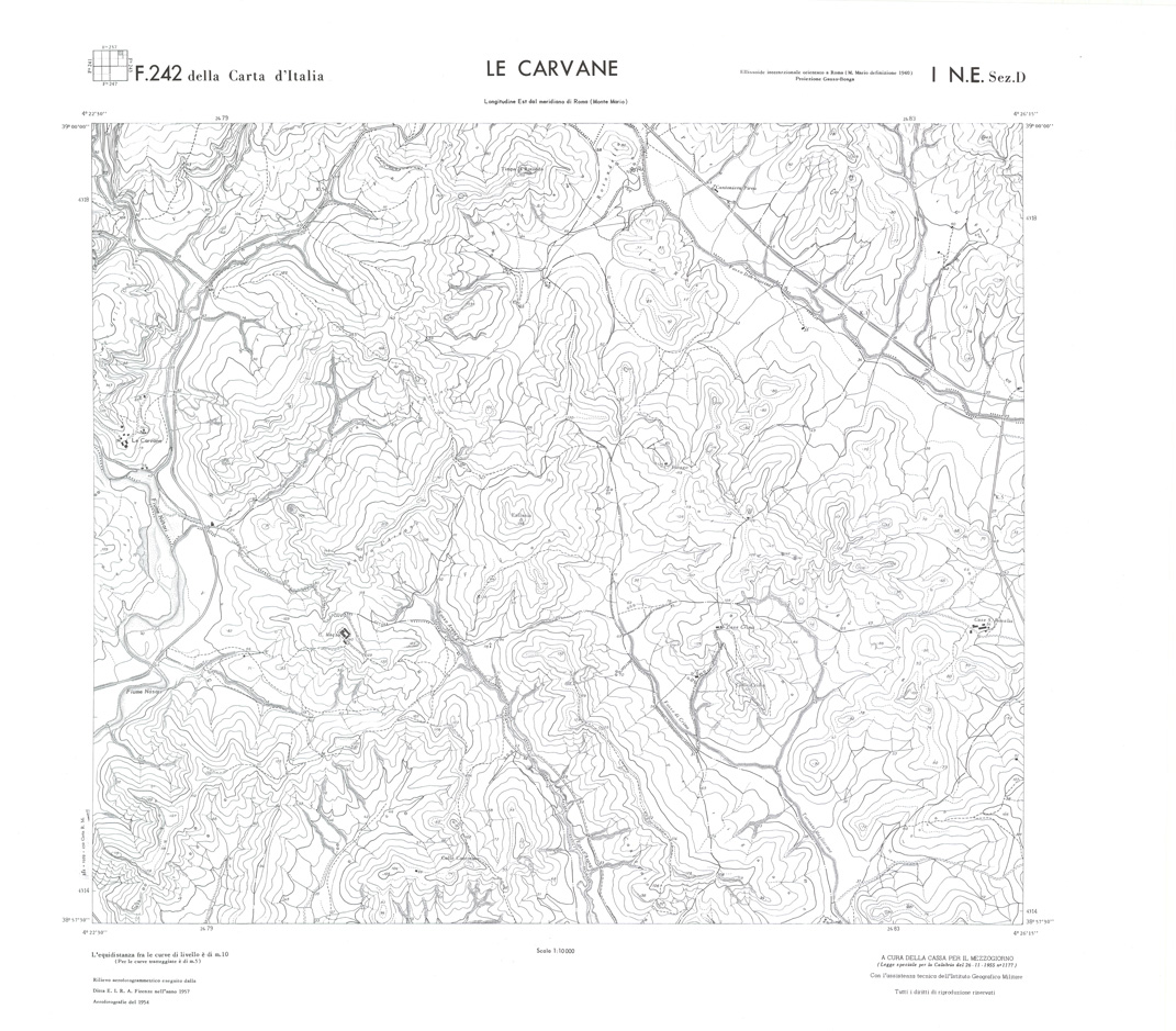 (N:36548) CALABRIA  FOGLIO 242 I NE SEZ D LE CARVANE (SE009307) Carte e stampe antiche: riproduzione a colori su carta (formato A1)