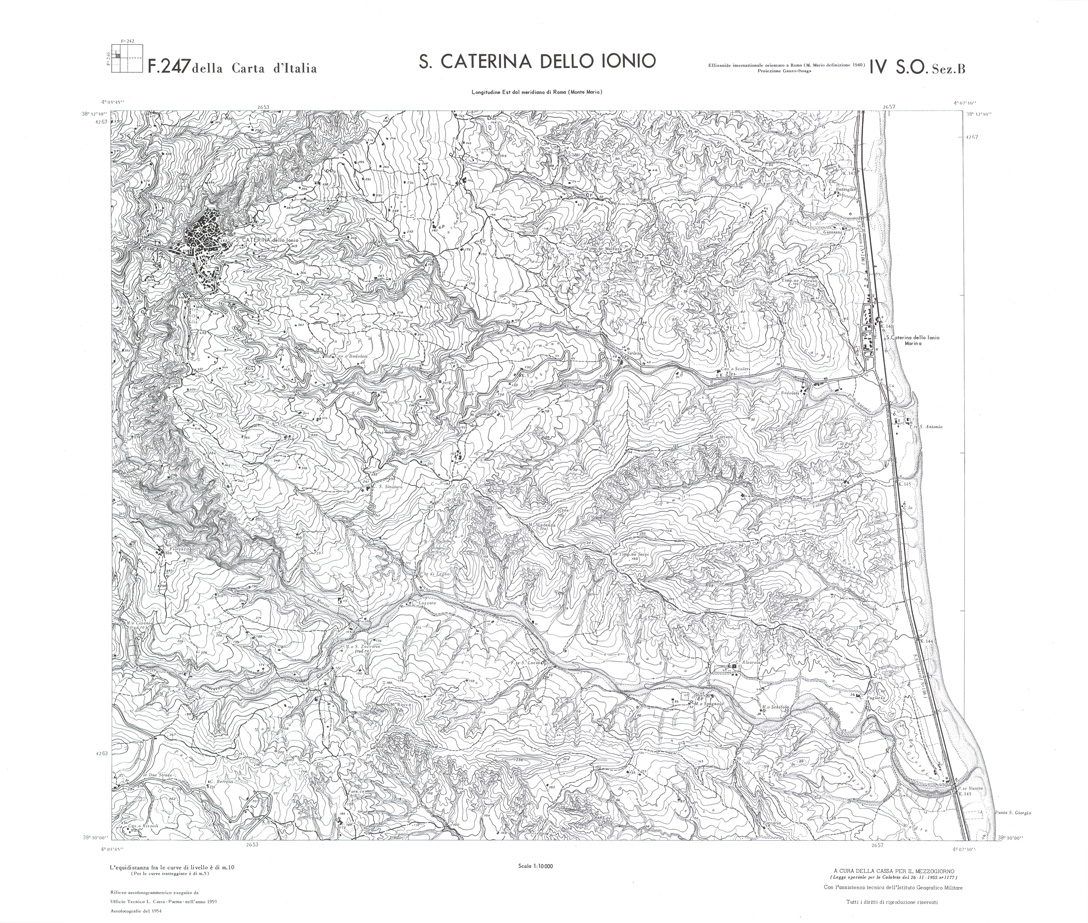 (N:36560) CALABRIA  FOGLIO 247 IV SO SEZ B S.CATERINA DELLO IONIO (SE009319) Carte e stampe antiche: riproduzione a colori su carta (formato A1)