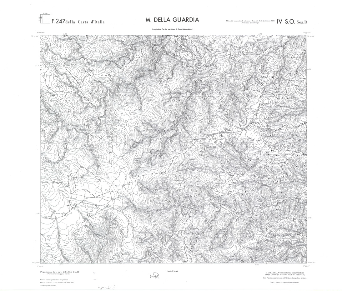 (N:36562) CALABRIA  FOGLIO 247 IV SO SEZ D M. DELLA GUARDIA (SE009321) Carte e stampe antiche: riproduzione a colori su carta (formato A1)