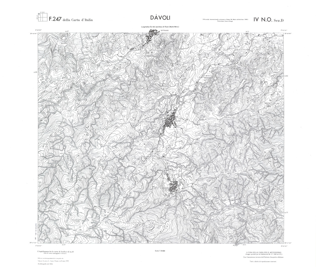 (N:36566) CALABRIA  FOGLIO 247 IV NO SEZ D DAVOLI (SE009325) Carte e stampe antiche: riproduzione a colori su carta (formato A1)