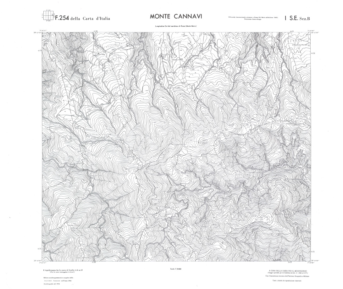 (N:36572) CALABRIA  FOGLIO 254 I SE SEZ B MONTE CANNAVI (SE009331) Carte e stampe antiche: riproduzione a colori su carta (formato A1)