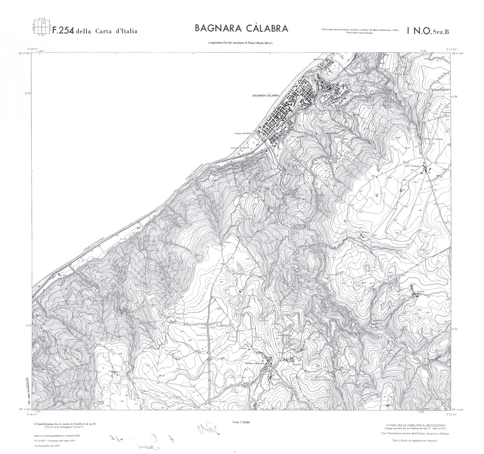 (N:36580) CALABRIA  FOGLIO 254 I NO SEZ B BAGNARA CALABRA (SE009339) Carte e stampe antiche: riproduzione a colori su carta (formato A1)