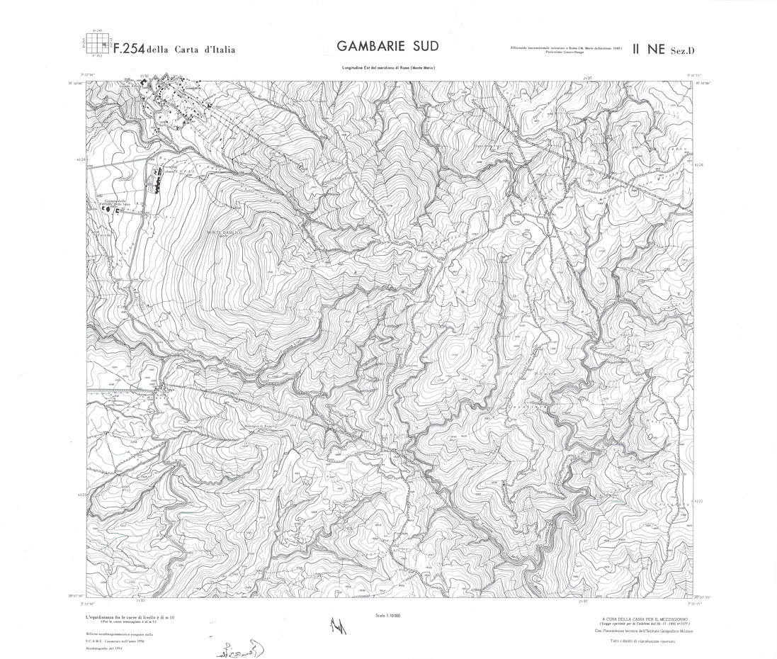 (N:36585) CALABRIA  FOGLIO 254 II NE SEZ D GAMBARIE SUD (SE009344) Carte e stampe antiche: riproduzione a colori su carta (formato A1)