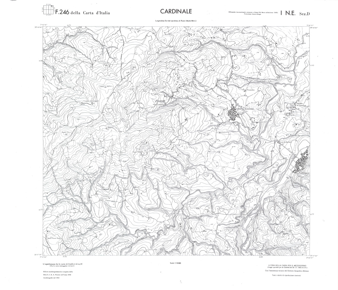 (N:36604) CALABRIA  FOGLIO 246 I NE SEZ D CARDINALE (SE009363) Carte e stampe antiche: riproduzione a colori su carta (formato A1)
