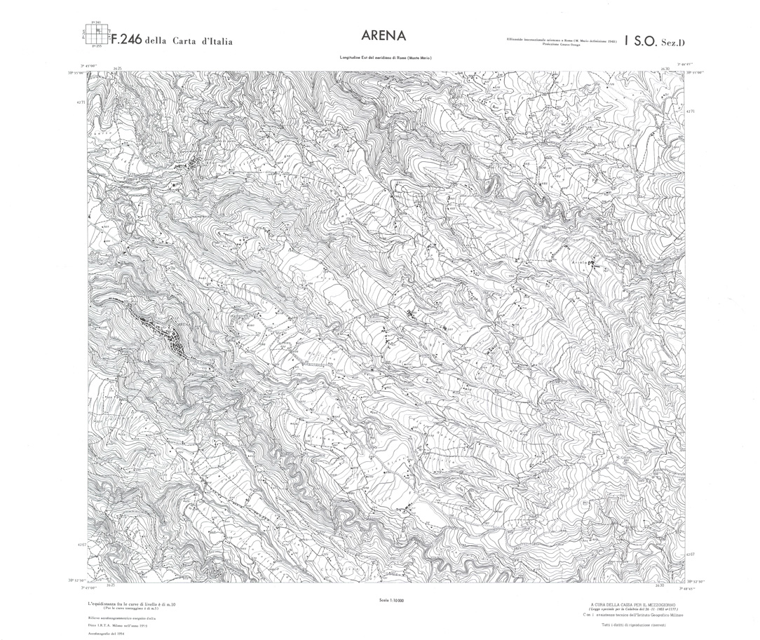 (N:36611) CALABRIA  FOGLIO 246 I SO SEZ D ARENA (SE009370) Carte e stampe antiche: riproduzione a colori su carta (formato A1)